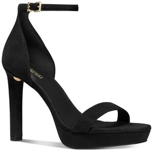 Michael Kors Margot Platform Black Suede Open Toe Heels Size Women 8M